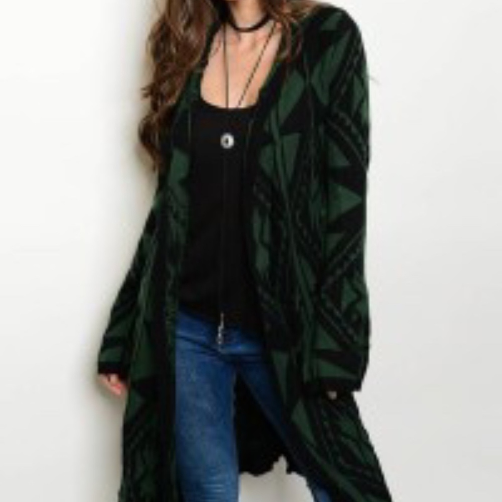 Long Black and Green Sweater